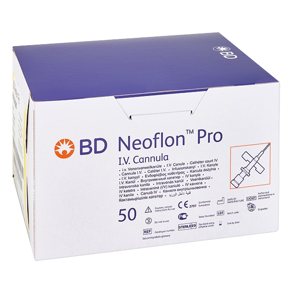 BD Neoflon Pro Venenverweilkatheter - 26 G, 0,62 x 19mm - lila - 10 x 50 Stück