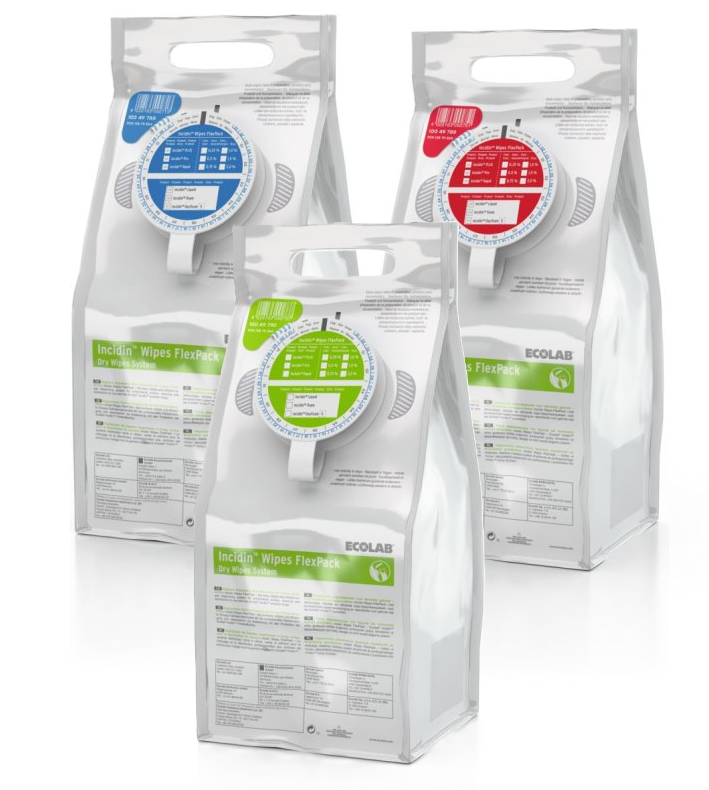 Ecolab Incidin Wipes  20 × 38 cm FlexPack Vliestücher Deckelfarbe: blau