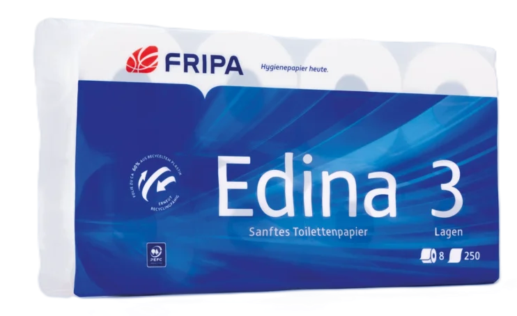 Fripa Edina - Tissue-Toilettenpapier 3-lagig - 8 Rollen