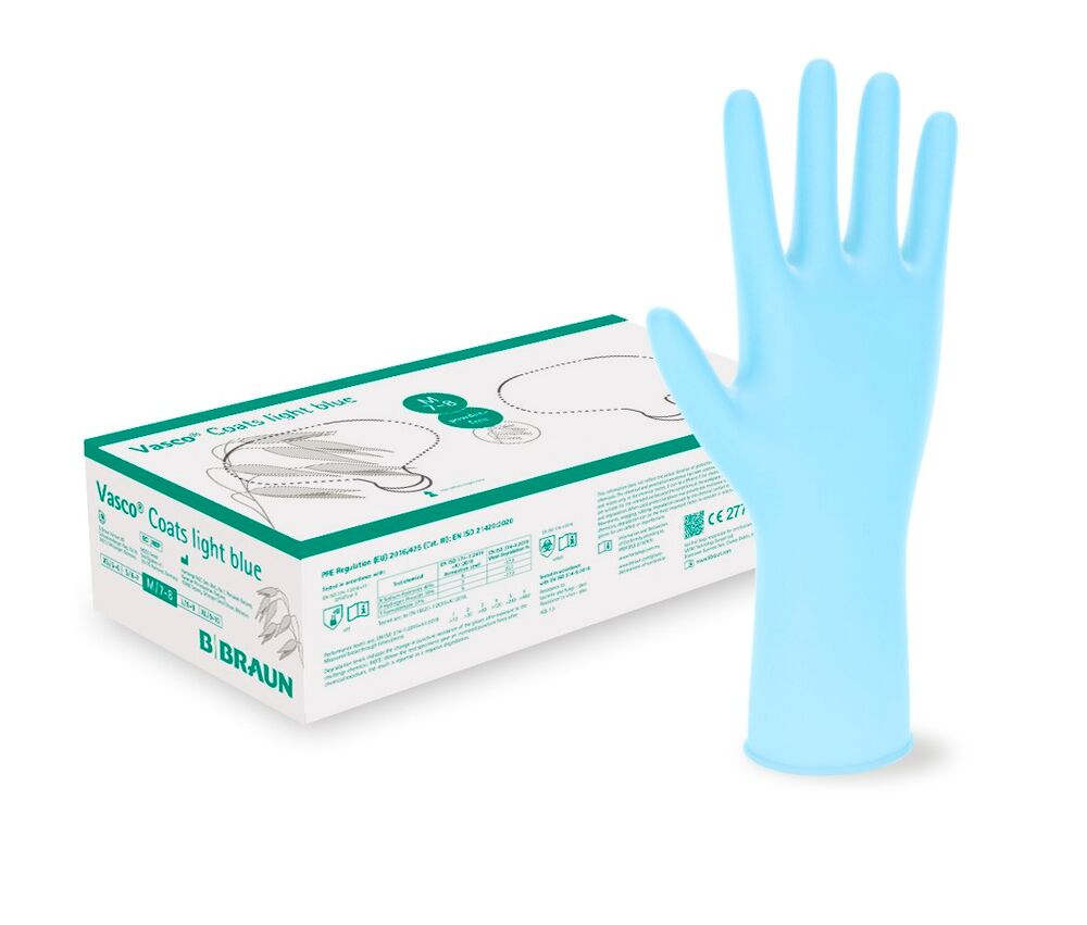 B. Braun Vasco® Coats light blue Nitril-Untersuchungshandschuhe L - 200 Stück