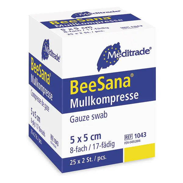 BEESANA Mullkompressen unsteril - 5 x 5 cm - 8-fach - 100 Stück