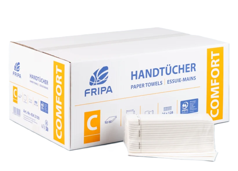 Fripa Papier-Handtücher - Zick-Zack-Falz - hochweiß - 20,3 x 24 cm - 2250 Tücher