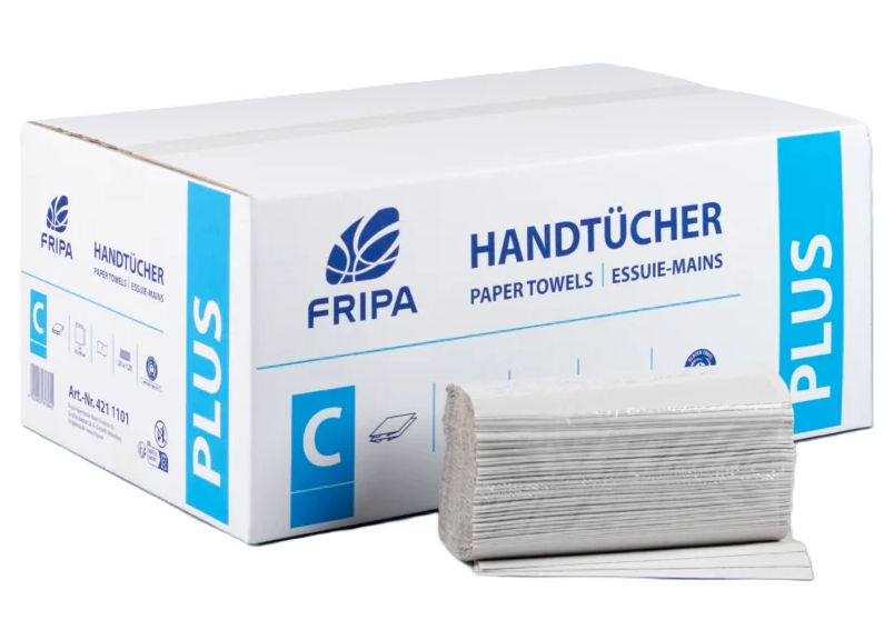Fripa Handtücher Plus - naturell, 1-lagig C-Falz - 25 cm x 23 cm - 3600 Stück