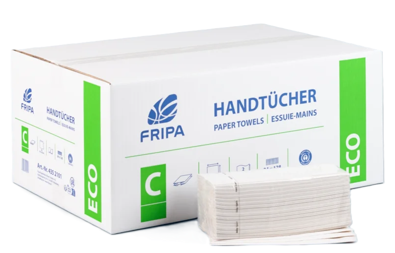 Fripa Papierhandtücher mit Dekorprägung Weiß 25 x 23 cm, V-Falz - 3.200 Stück