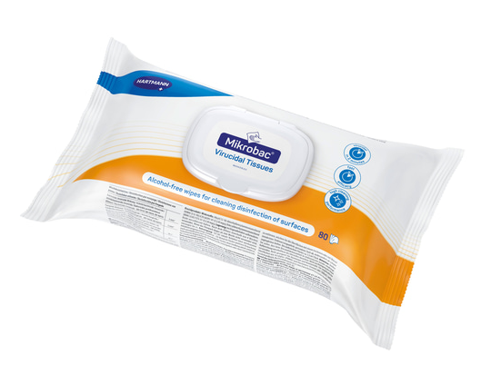 Hartmann Mikrobac Virucidal Tissues alkoholfrei  - Flowpack mit 80 Tüchern 