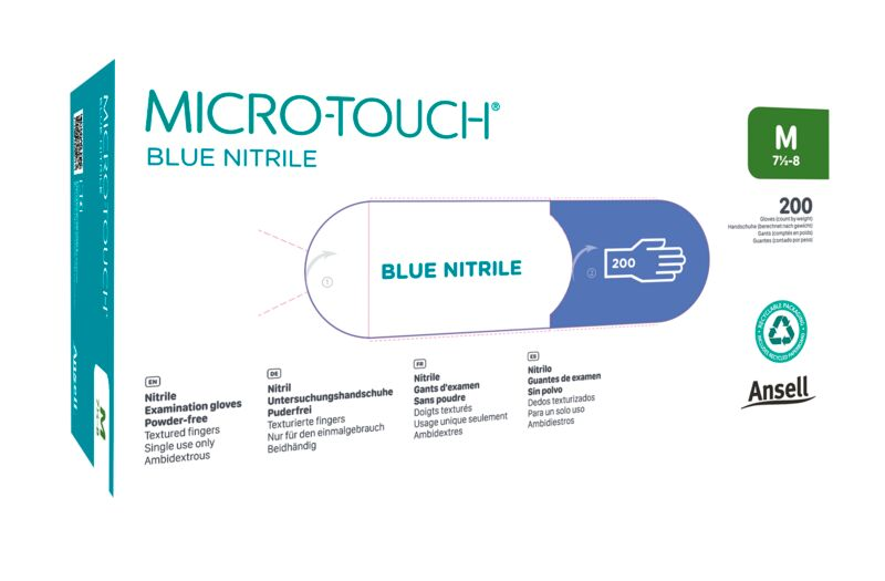 Ansell MICRO-TOUCH® Blue Nitrile Untersuchungshandschuhe Gr. S - 10 x 200 Stück