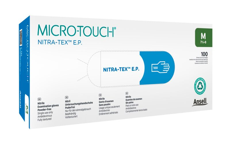 Ansell MICRO-TOUCH® NITRA-TEX™ E.P. Nitril-Untersuchungshandschuhe Gr. S - 100 Stück