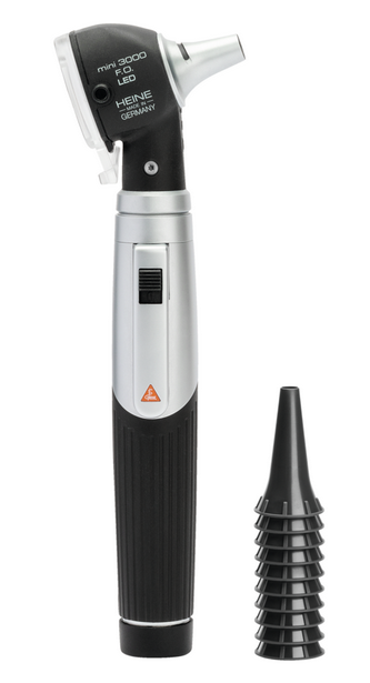 HEINE mini 3000 Otoskop mit Fiber Optik (F.O.) Beleuchtung und Batteriegriff - 1 Stück