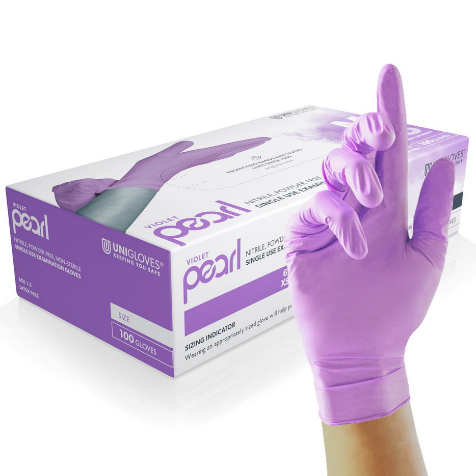 Violet Pearl Nitrilhandschuhe, violett, Gr. XS, unsteril, puderfrei, 100 Stück