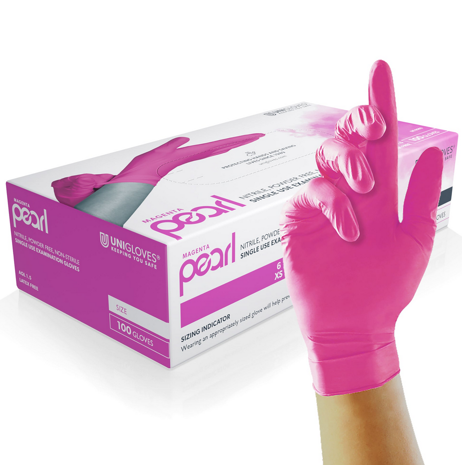 Magenta Pearl Nitrilhandschuhe, magenta, Gr. L, unsteril, puderfrei, 100 Stück