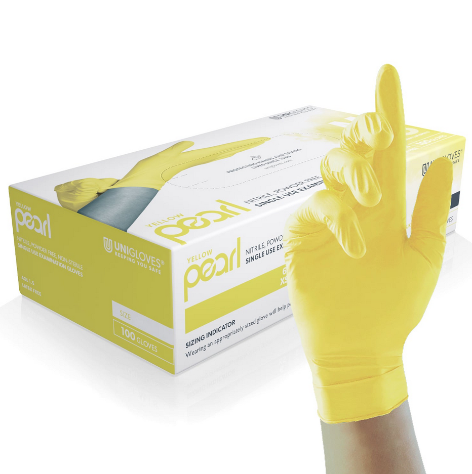 Yellow Pearl Nitrilhandschuhe, gelb, Gr. XL, unsteril, puderfrei, 100 Stück