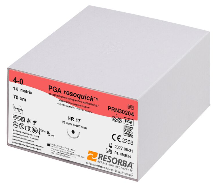Resorba PGA resoquick ungefärbt - HR 17 , Metrisch 15.0 , USP 4/0 , 70 cm - 24 Stück - Produktbild 1