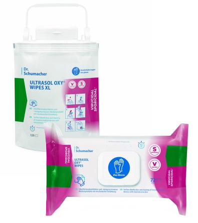 Dr. Schumacher ULTRASOL OXY® WIPES Flächendesinfektionstücher Standbodenbeutel, 120 Tücher - Produktbild 1