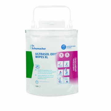 Dr. Schumacher ULTRASOL OXY® WIPES Flächendesinfektionstücher Standbodenbeutel, 120 Tücher - Produktbild 2