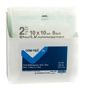 COM-TeX® Sterile Mullkompressen, 8-fach 7,5 x 7,5 cm - 25 x 2 Stück