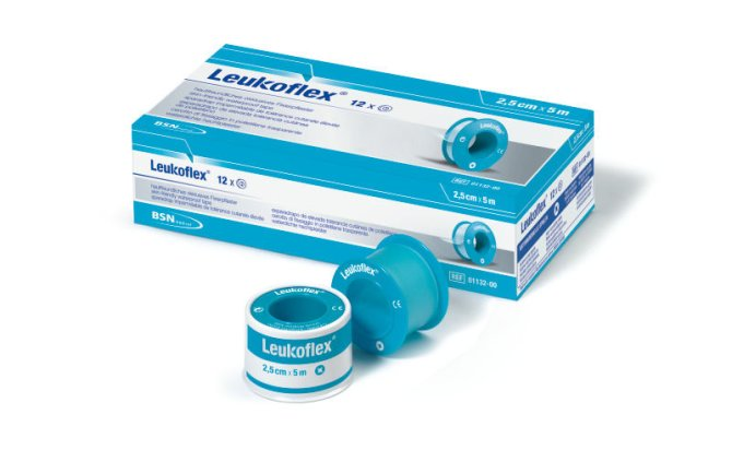 Leukoflex® Rollenpflaster, ohne Schutzring, 2,5 cm x 5 m, 12 Stück