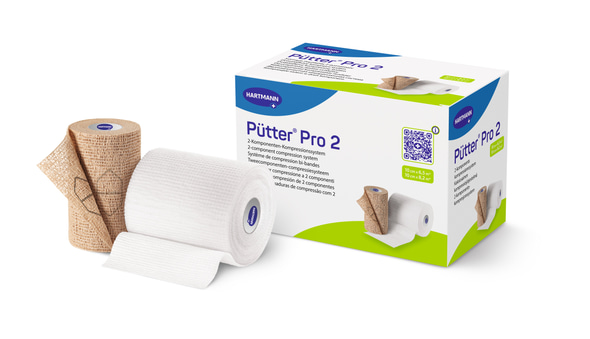 PütterPro 2 Hartmann - Polsterbinde: 10 cm x 6,5 m & ​Kompressionsbinde: 10 cm x 8,2 m - 1 Set mit 2 Binden, unsteril