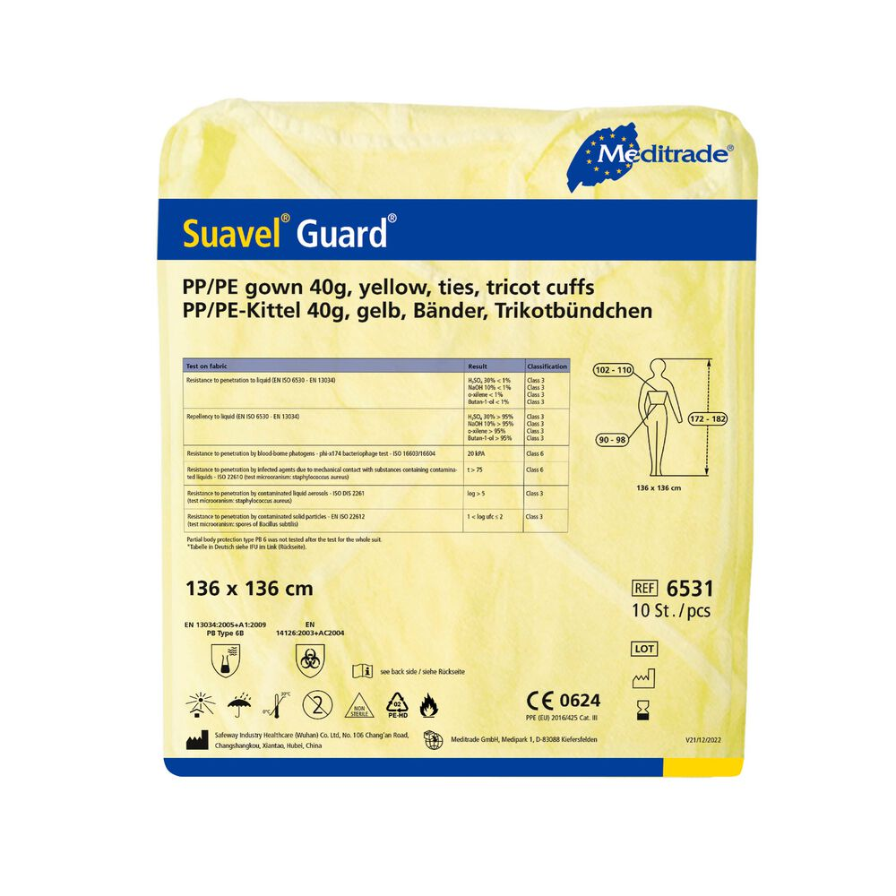 Meditrade Suavel® Guard PP-Vlies/PE-Kittel - PSA - 10 Stück